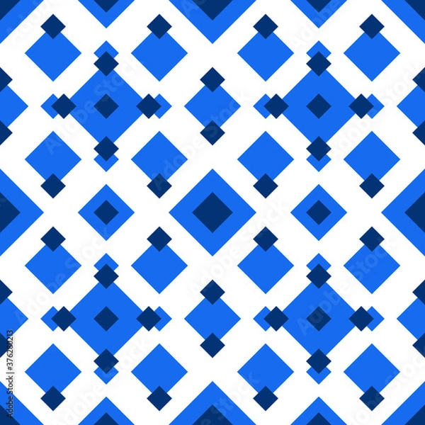 Fototapeta ethnic seamless geometric pattern with blue squares