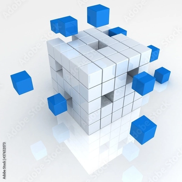 Obraz teamwork business abstract concept with blue cubes