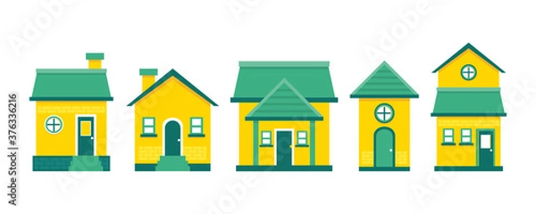 Obraz set of vector houses, in flat style