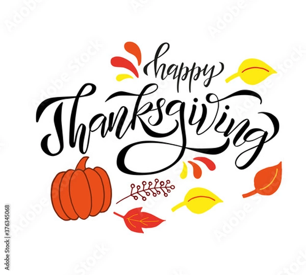Fototapeta vector illustration lettering happy thanksgiving day