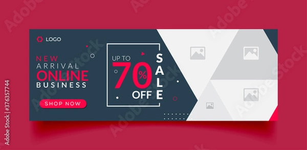 Obraz online sale facebook cover page timeline web ad banner template with photo place modern layout