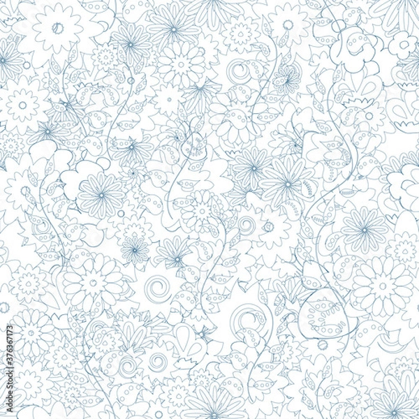 Obraz Seamless pattern with folk floral ornament, vector illustration