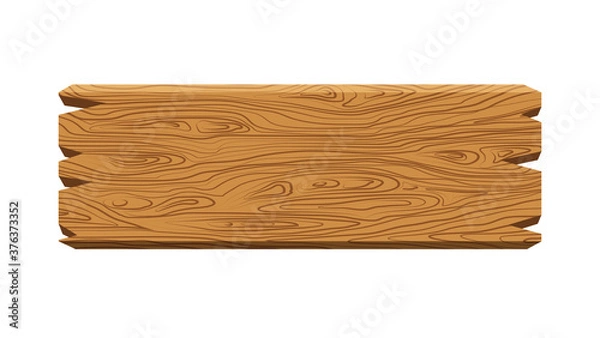 Obraz Brown wooden sign, old plank for text or design is isolated on white background. Vector illustration