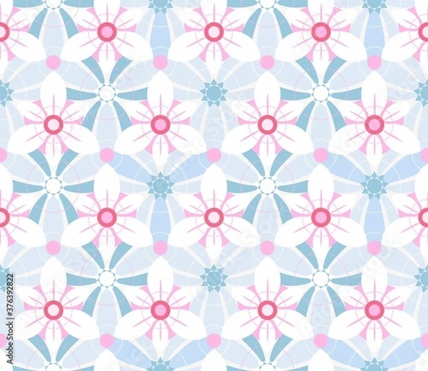 Fototapeta Flower ornament, like a kaleidoscope. Seamless pattern. Pink and grey colors.