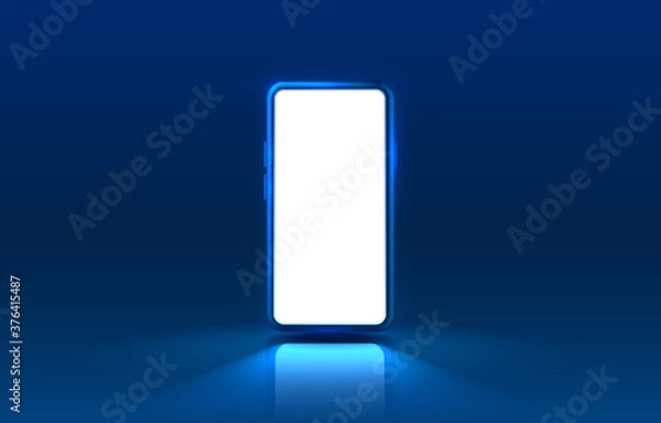 Fototapeta Smartphone mobile screen, technology mobile display light. Vector