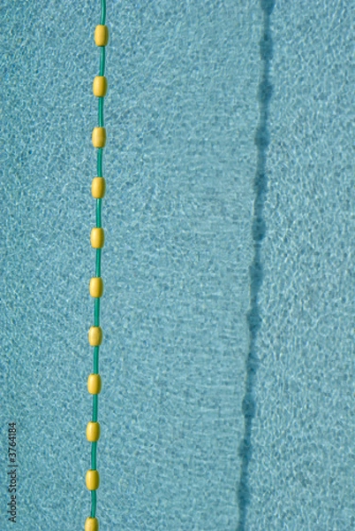 Fototapeta Close up of a pool with a line of yellow floats