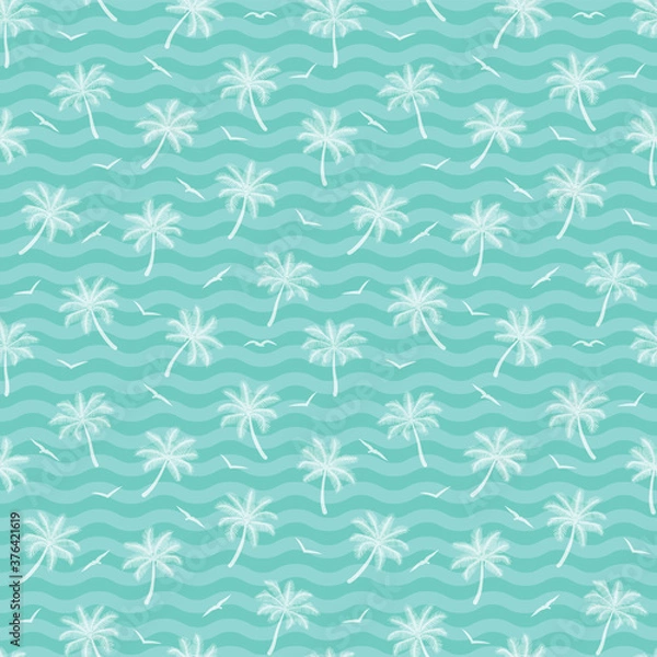 Obraz Palm trees. Seamless pattern. Vector illustration.