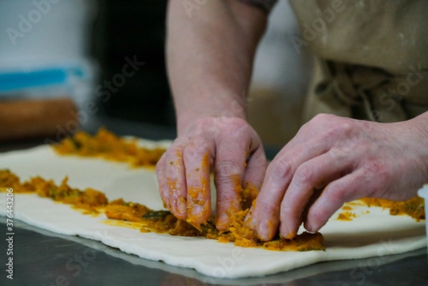 Obraz Baker preparing vegetable pastries