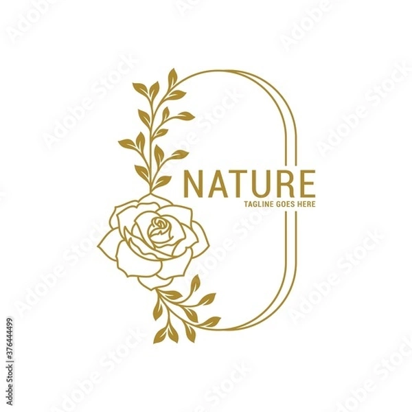 Fototapeta Rose flower wedding logo monogram icon vector template.