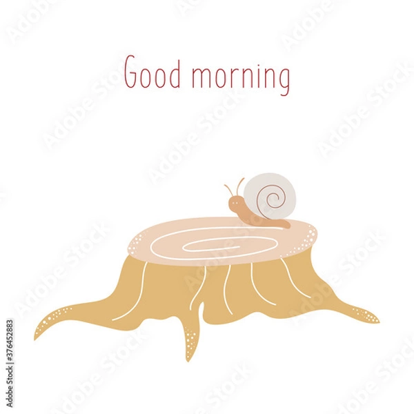 Obraz snail on a tree stump