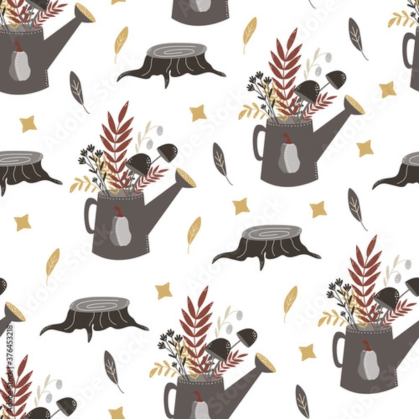 Obraz pattern watering can with flowers