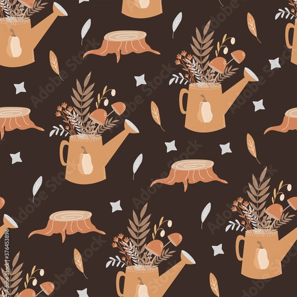 Obraz pattern watering can with flowers