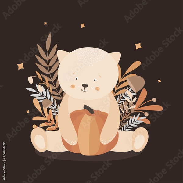 Obraz cat with pumpkin