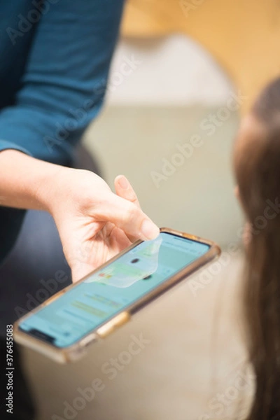 Fototapeta recording voice message on mobile