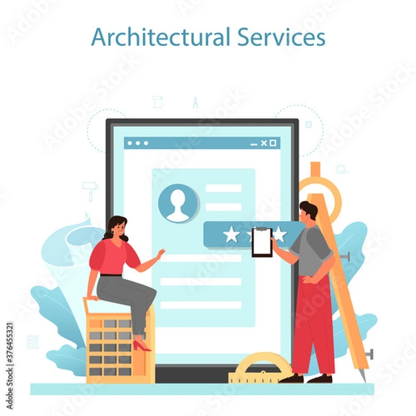 Fototapeta Architecture online service or platform. Idea of building project