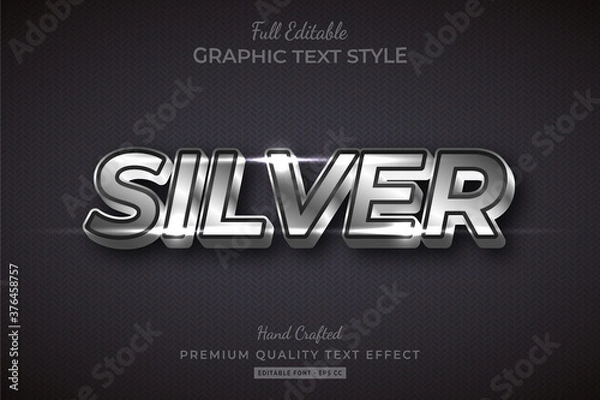 Fototapeta Shining Silver Editable Text Style Effect Premium