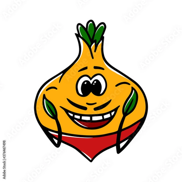 Fototapeta Italian emotional mustachioed Onion character vector