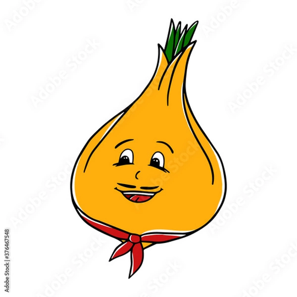 Fototapeta Italian smiling mustachioed Onion character vector