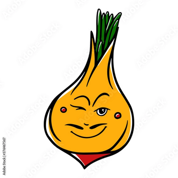 Obraz Italian winking mustachioed Onion character vector