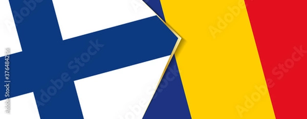 Fototapeta Flagi Finlandii i Rumunii, dwie flagi wektorowe.