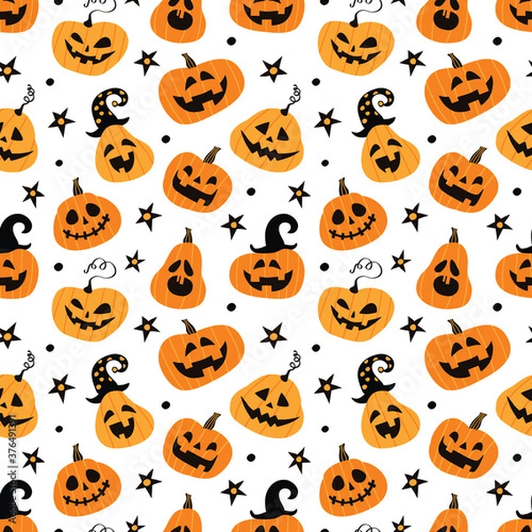 Fototapeta Halloween. Seamless vector pattern with pumpkins. 