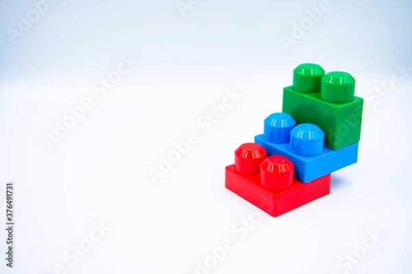 Fototapeta Colorful​ Plastic​ block​ toy​ for​ play​ and​ Learn​