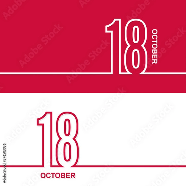 Fototapeta October 18. Set of vector template banners for calendar, event date.