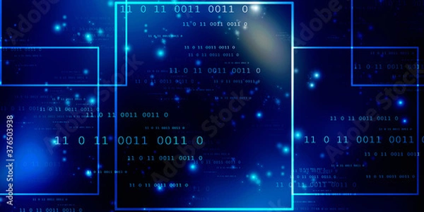 Obraz 2d illustration abstract digital binary data on computer screen
