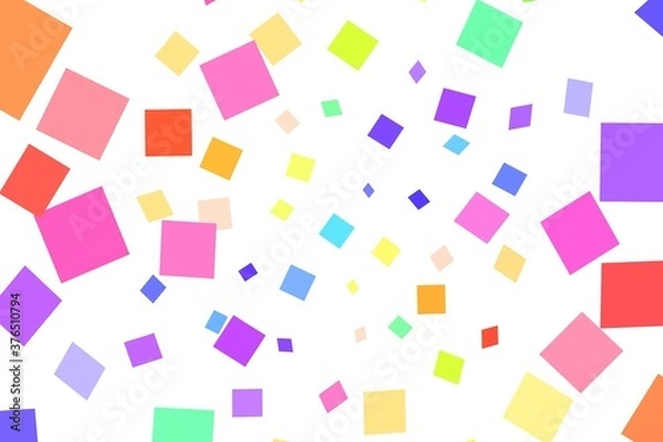 Fototapeta A background of many colored squares of different sizes intersecting with each other on a white background.