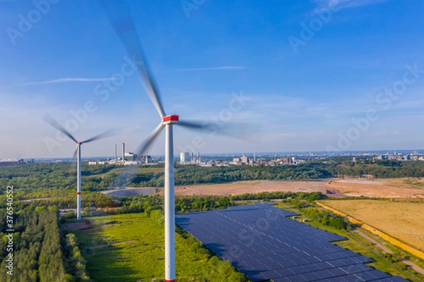 Obraz Windmills with Photovoltaic System