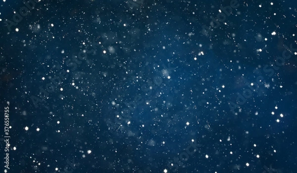 Obraz Navy Blue Night Background with falling snow