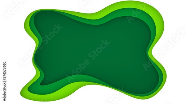 Fototapeta Abstract background with green and white color paper cut shapes.