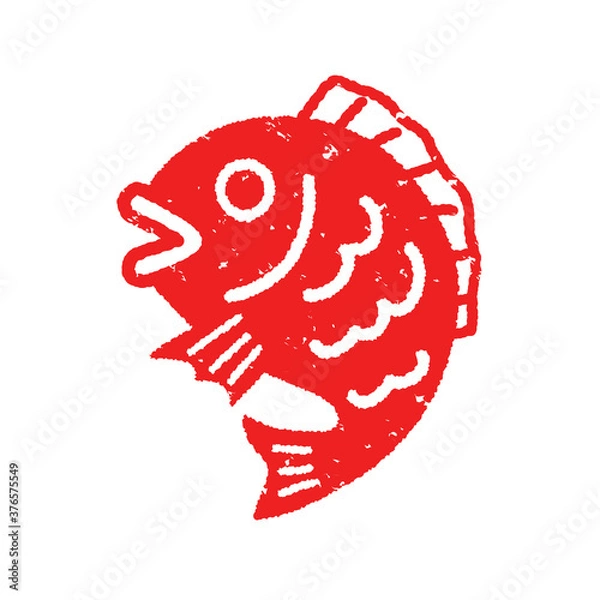 Fototapeta 鯛の判子・スタンプ風アイコン　年賀状素材