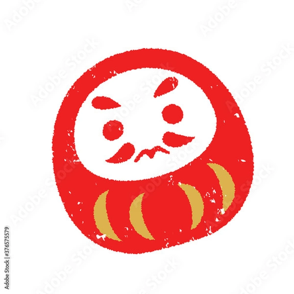 Fototapeta ダルマの判子・スタンプ風アイコン　年賀状素材