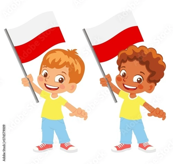 Fototapeta Poland flag in hand set