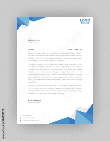 Fototapeta Simple Modern Creative & Clean business style Letterhead vector template design