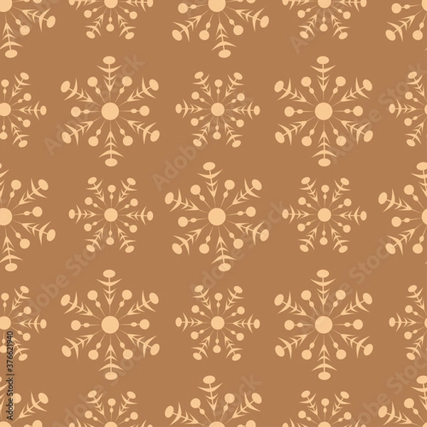 Fototapeta Christmas seamless vector pattern with snowflakes.