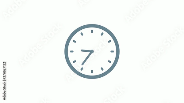 Fototapeta New aqua gray color counting down clock icon on white background