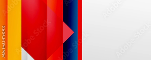 Fototapeta Geometric abstract backgrounds with shadow lines, modern forms, rectangles, squares and fluid gradients. Bright colorful stripes cool backdrops