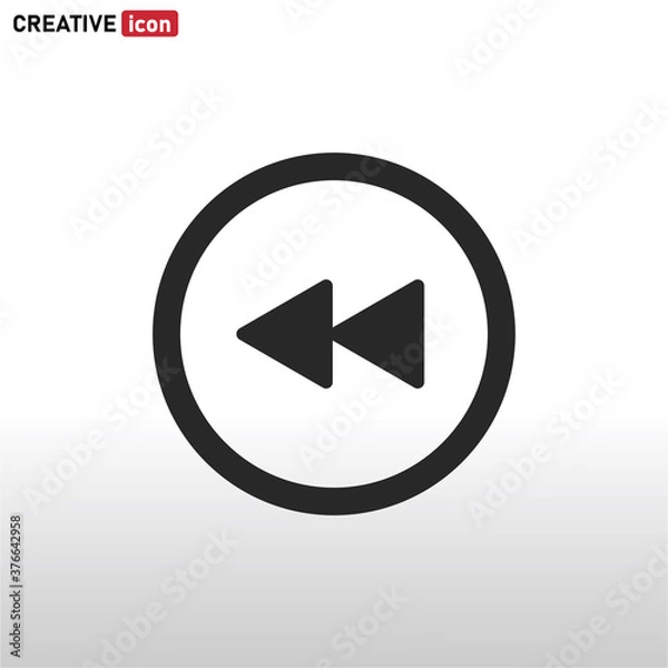 Fototapeta Rewind icon vector . Rewind Button