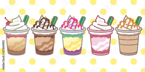 Obraz いろんな種類のフラペチーノ・セットイラスト