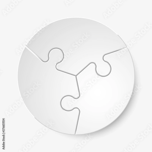 Obraz Szablon infografiki trójstronnej prezentacji puzzli 3D z polem tekstu objaśniającego do statystyk biznesowych