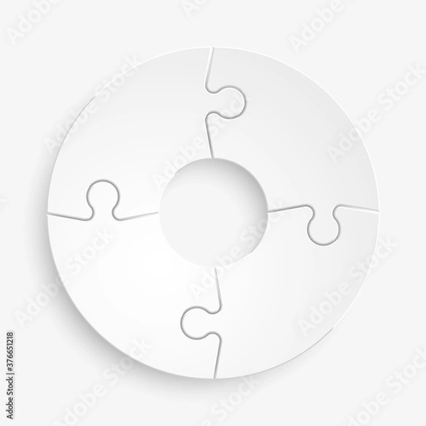 Obraz Szablon infografiki czterostronnej prezentacji puzzli 3D z polem tekstu wyjaśniającego do statystyk biznesowych