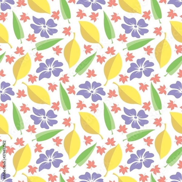 Fototapeta pattern design with colorful leaf ornament, copy space