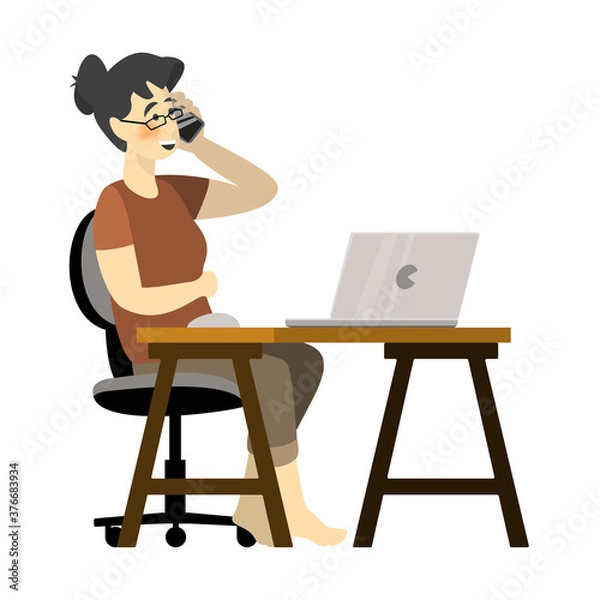Fototapeta Woman talking on the phone