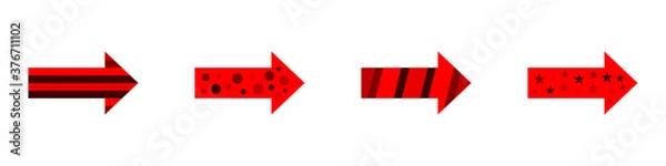 Fototapeta Conjunto de flechas rojas de dibujos animados. Ilustración vectorial