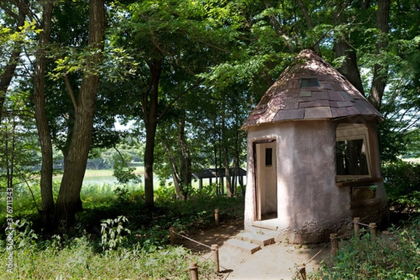 Obraz 森の中の小人が住んでいそうなメルヘンチックな小屋