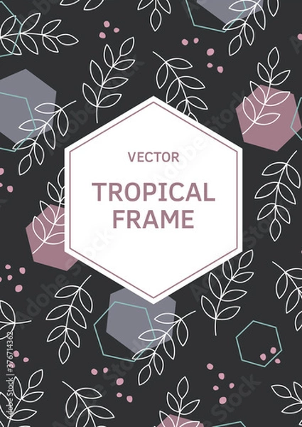 Fototapeta Leaves and plants rectangle frame