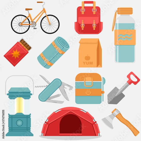 Obraz Travel vector illustrations. Set of 12 pieces.