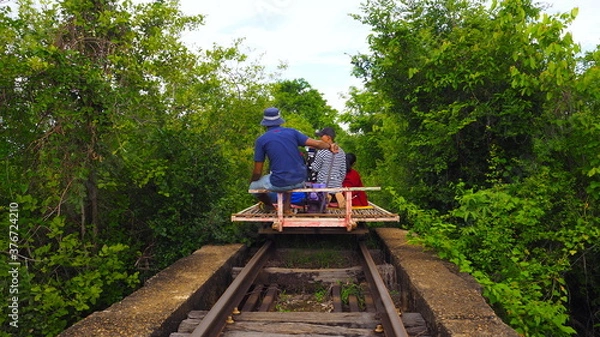 Fototapeta Cambodia Battambang－July 28, 2016: Natural scenery in Battambang Cambodia. Photo taken on bamboo train, Phnom Sampoy mountain, in the killing cave, monastery, Stupain and bat cave.